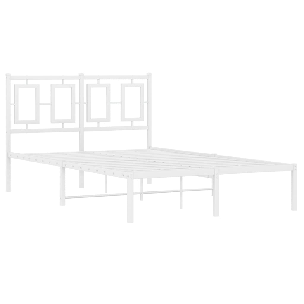 vidaXL Metal Bed Frame without Mattress with Headboard White 120x200cm