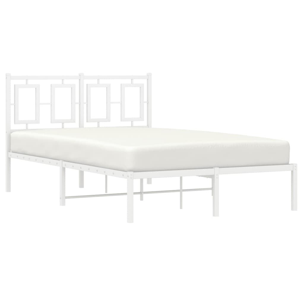 vidaXL Metal Bed Frame without Mattress with Headboard White 120x200cm