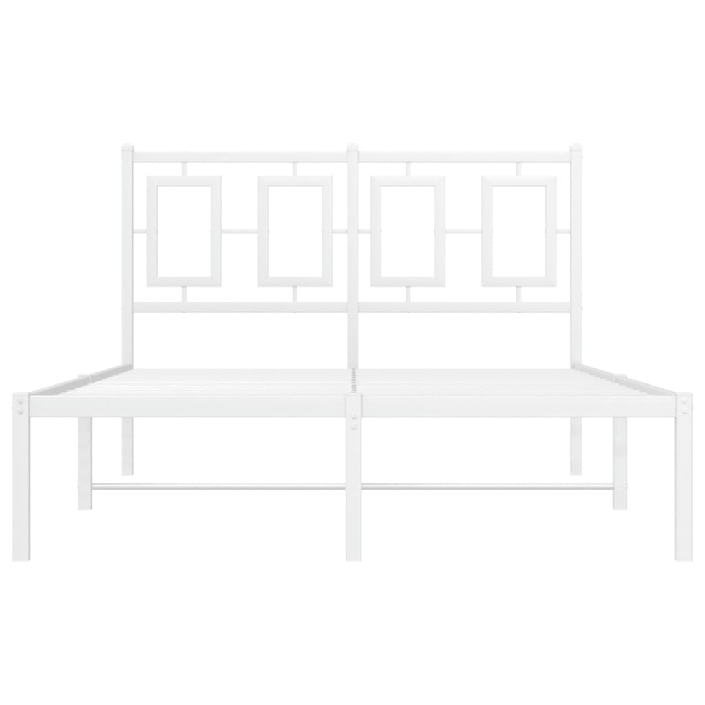 vidaXL Metal Bed Frame without Mattress with Headboard White 120x200cm