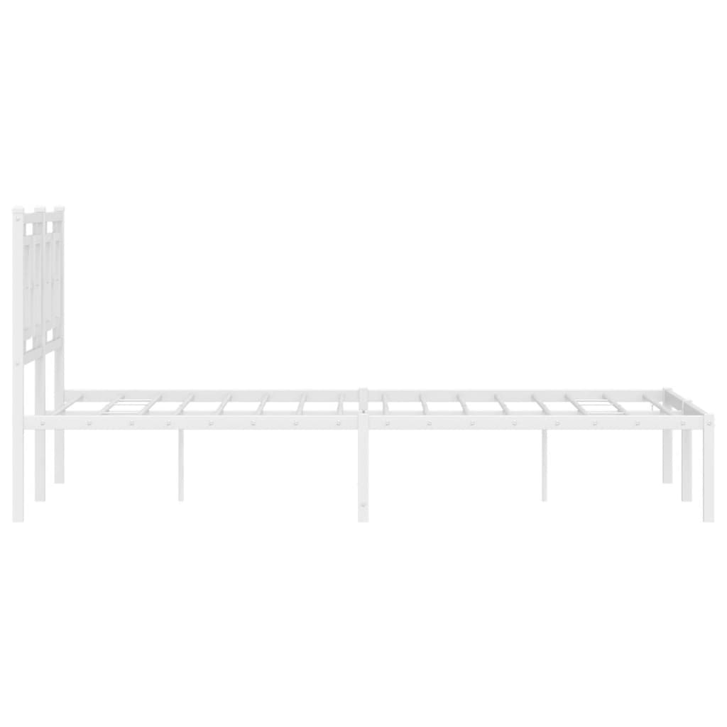 vidaXL Metal Bed Frame without Mattress with Headboard White 120x200cm