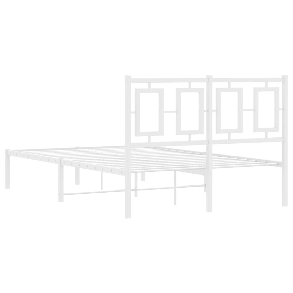 vidaXL Metal Bed Frame without Mattress with Headboard White 120x200cm