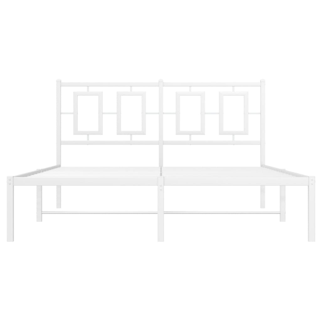 vidaXL Metal Bed Frame without Mattress with Headboard White 135x190cm