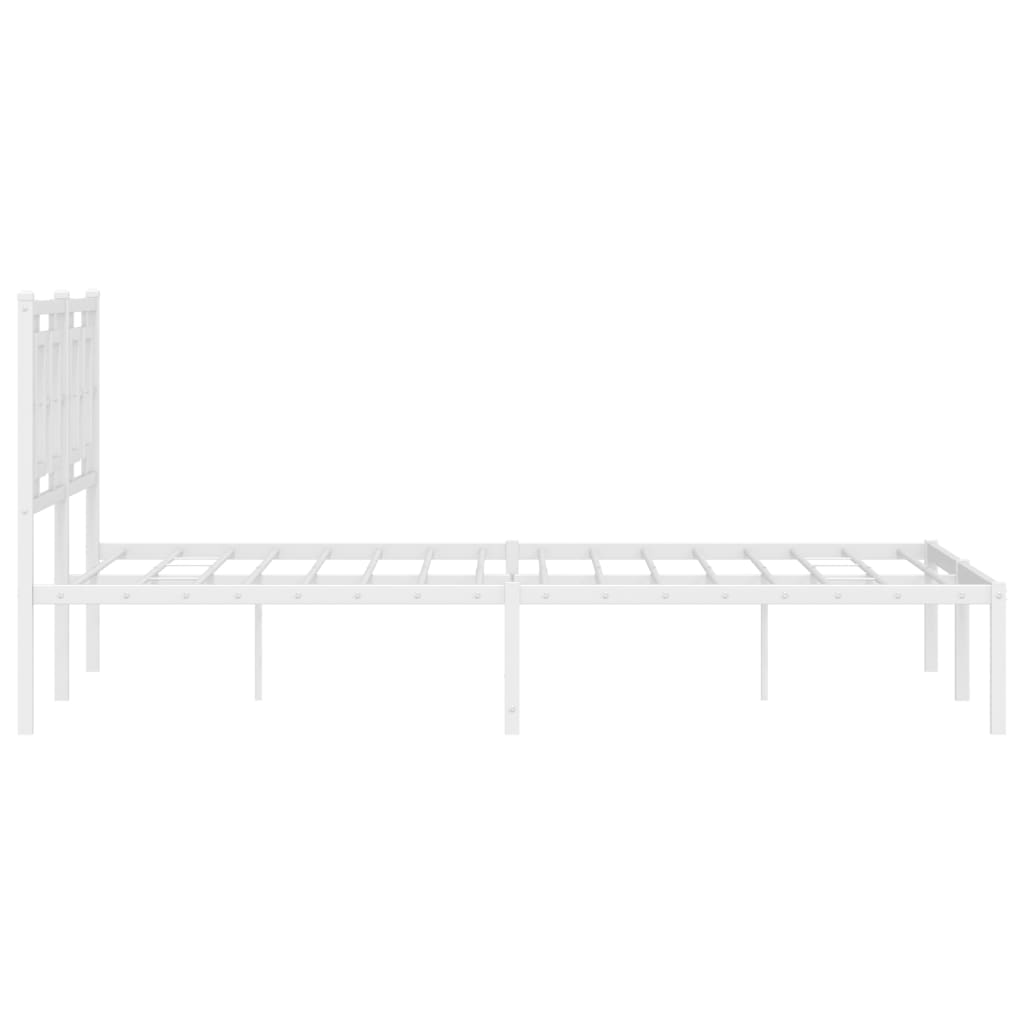 vidaXL Metal Bed Frame without Mattress with Headboard White 135x190cm