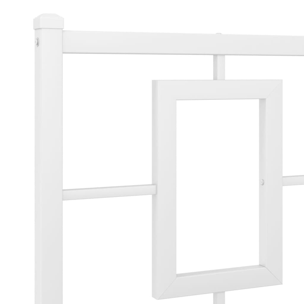 vidaXL Metal Bed Frame without Mattress with Headboard White 135x190cm