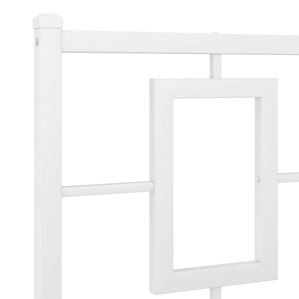 vidaXL Metal Bed Frame without Mattress with Headboard White 140x190cm