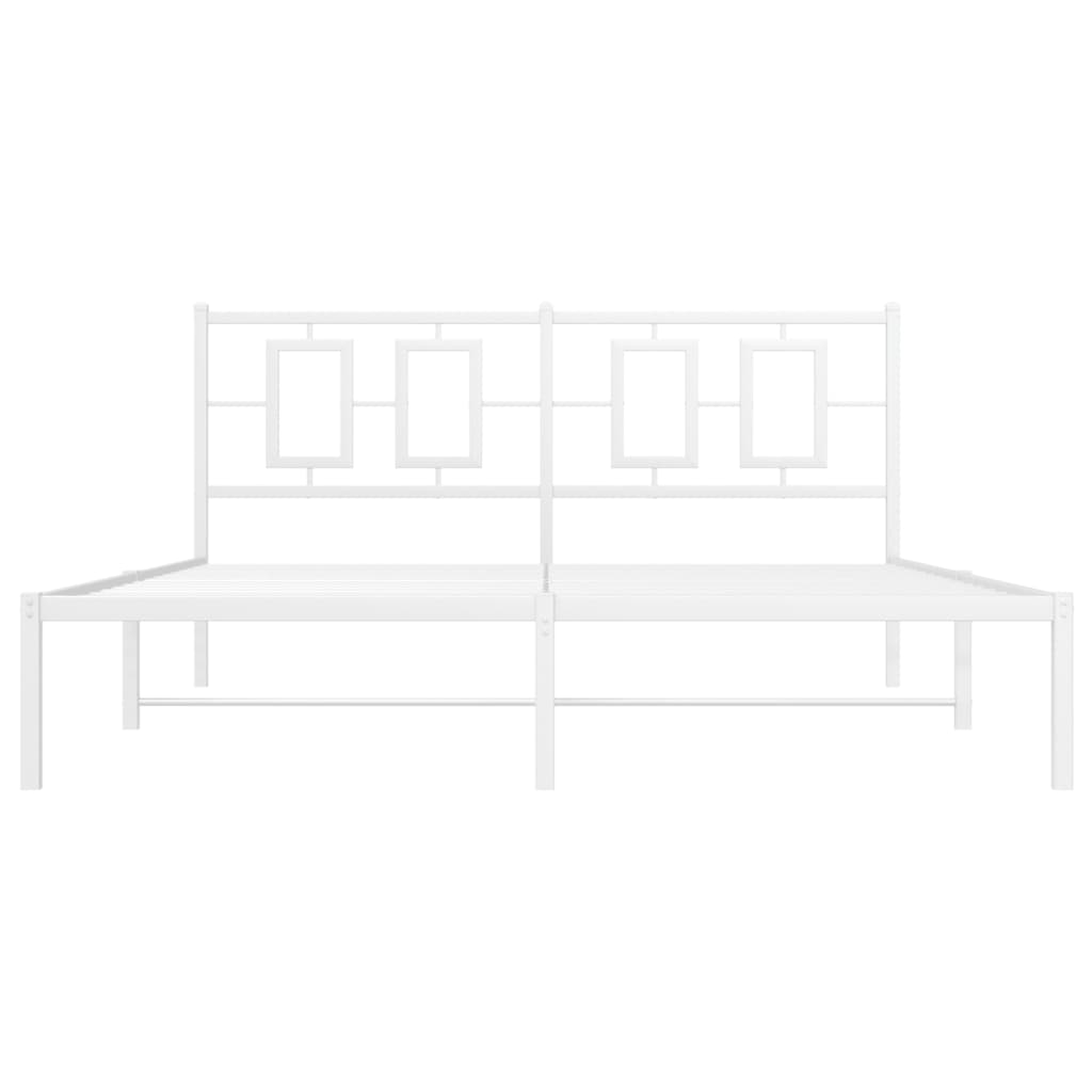 vidaXL Metal Bed Frame without Mattress with Headboard White 150x200cm