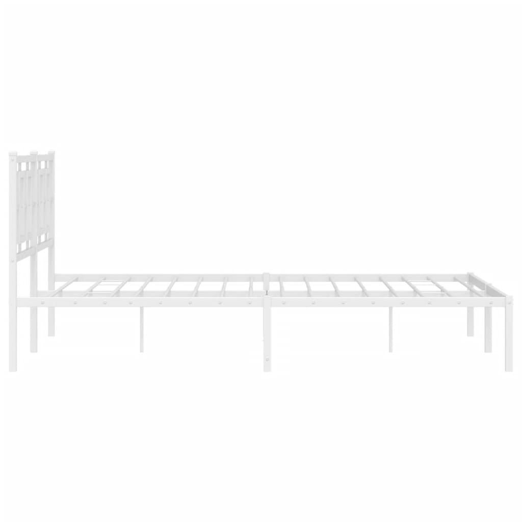 vidaXL Metal Bed Frame without Mattress with Headboard White 150x200cm