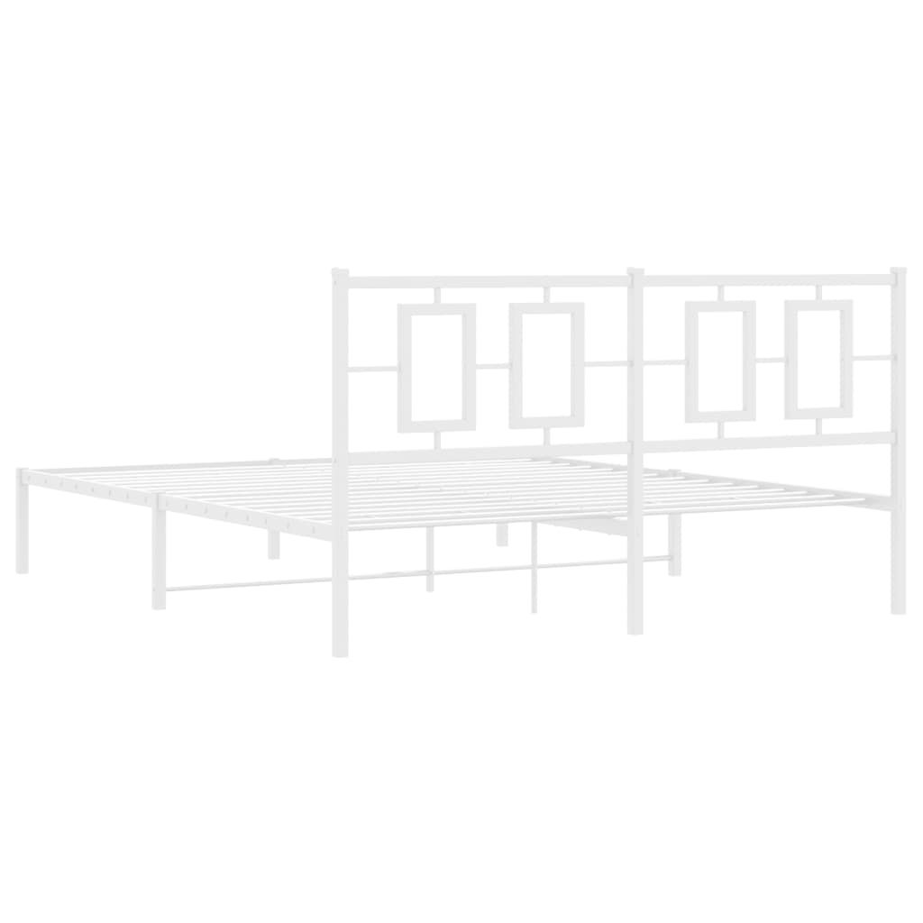 vidaXL Metal Bed Frame without Mattress with Headboard White 150x200cm