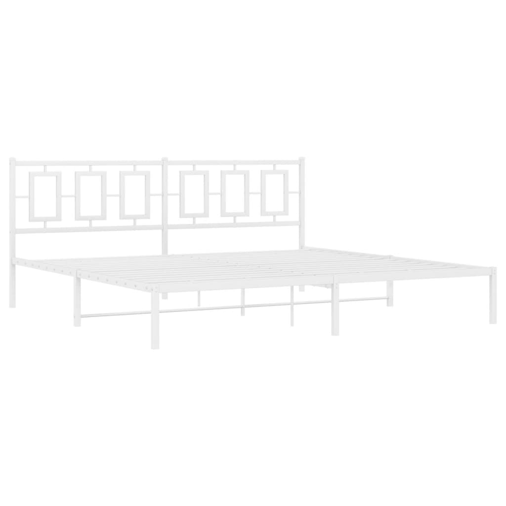 vidaXL Metal Bed Frame without Mattress with Headboard White 193x203cm