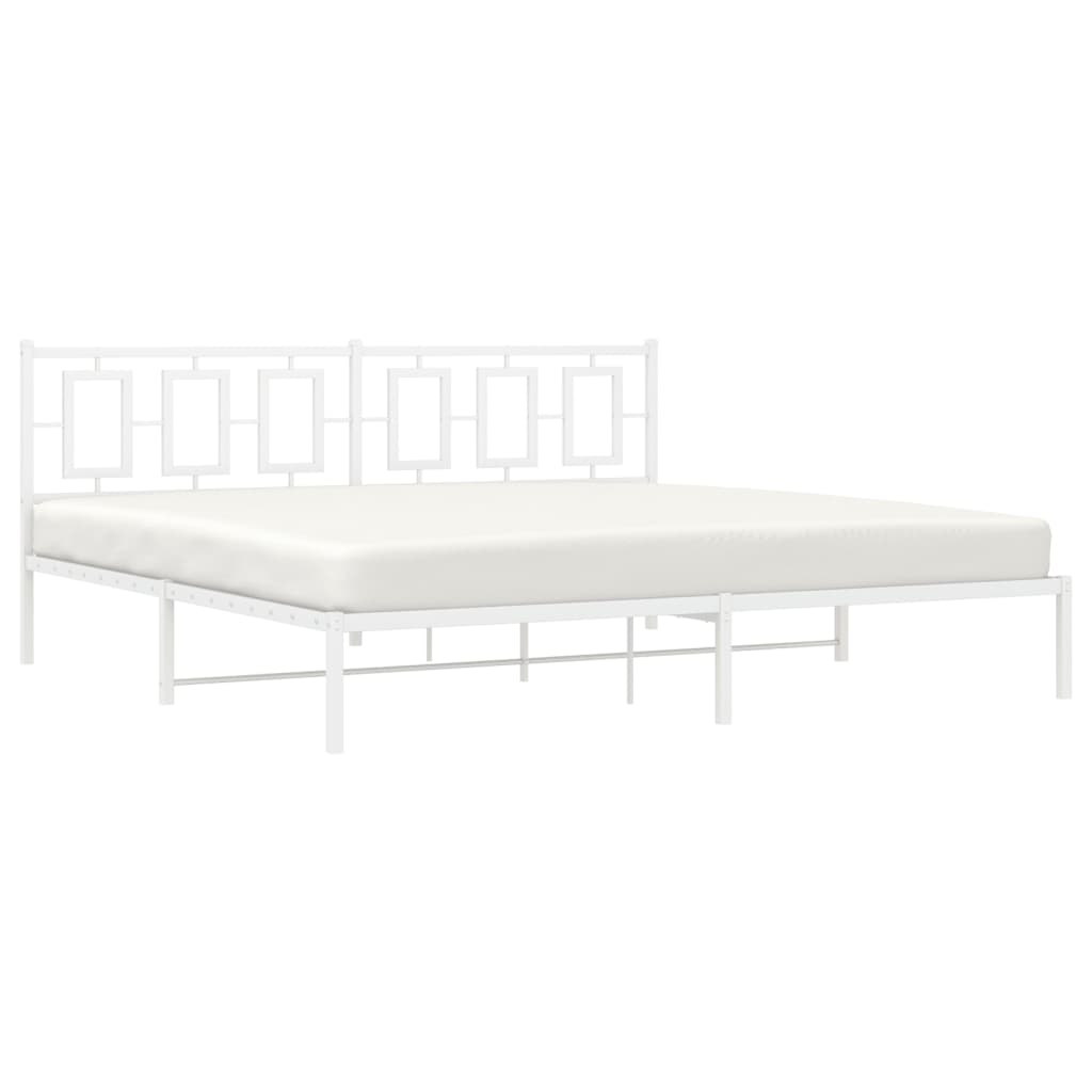 vidaXL Metal Bed Frame without Mattress with Headboard White 193x203cm