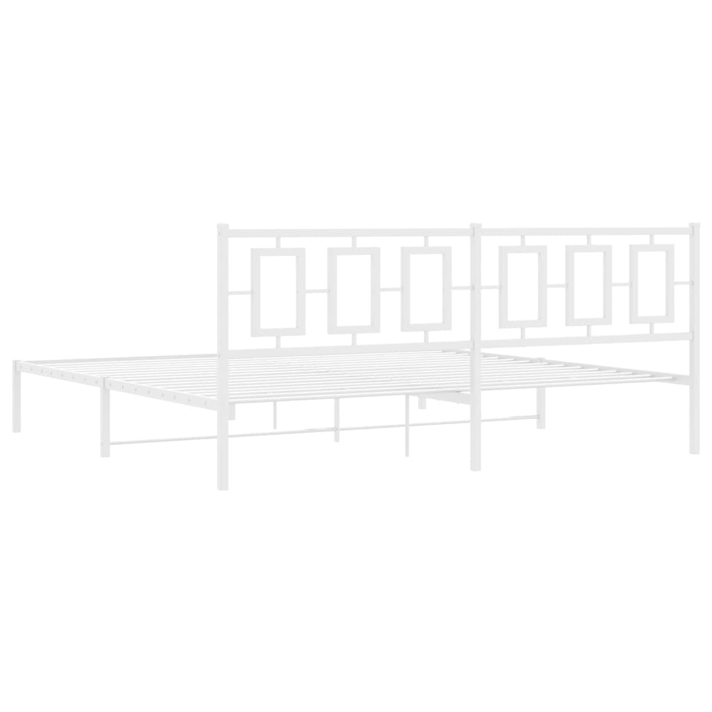 vidaXL Metal Bed Frame without Mattress with Headboard White 193x203cm