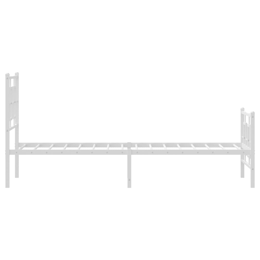 vidaXL Metal Bed Frame without Mattress with Footboard White 75x190cm