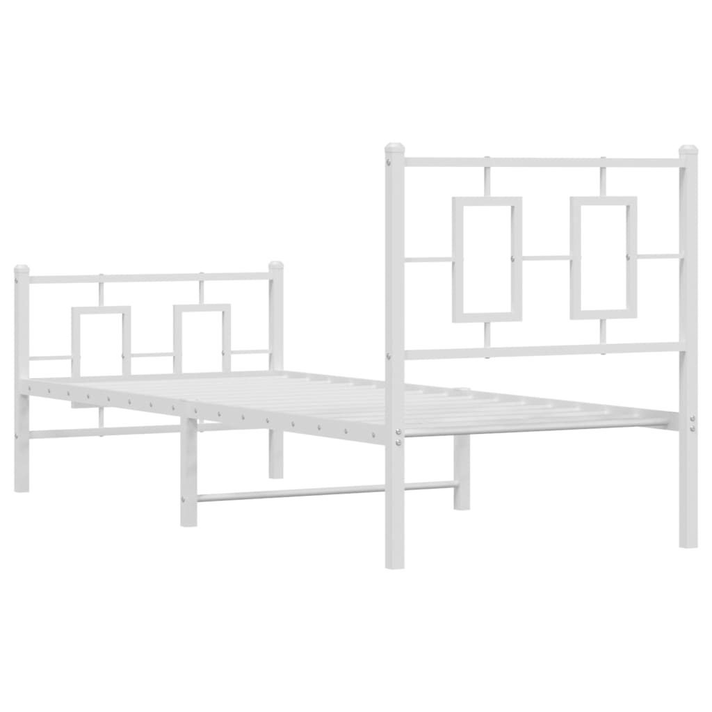 vidaXL Metal Bed Frame without Mattress with Footboard White 75x190cm