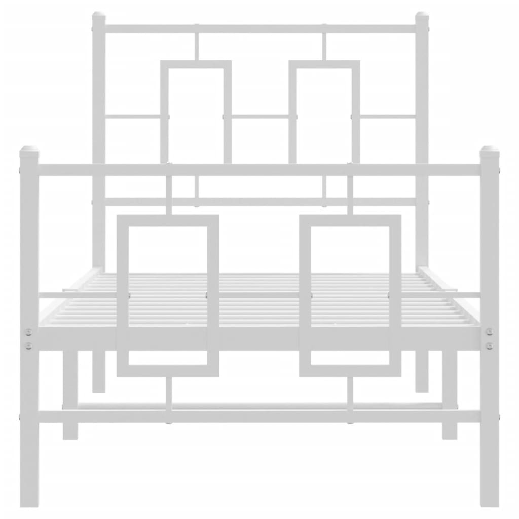 vidaXL Metal Bed Frame without Mattress with Footboard White 80x200cm