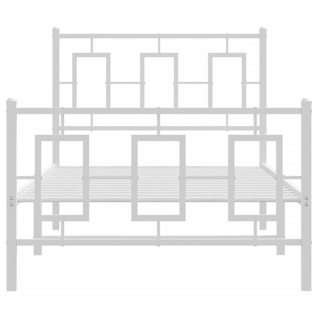 vidaXL Metal Bed Frame without Mattress with Footboard White 90x200cm