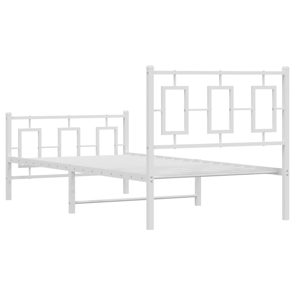 vidaXL Metal Bed Frame without Mattress with Footboard White 90x200cm