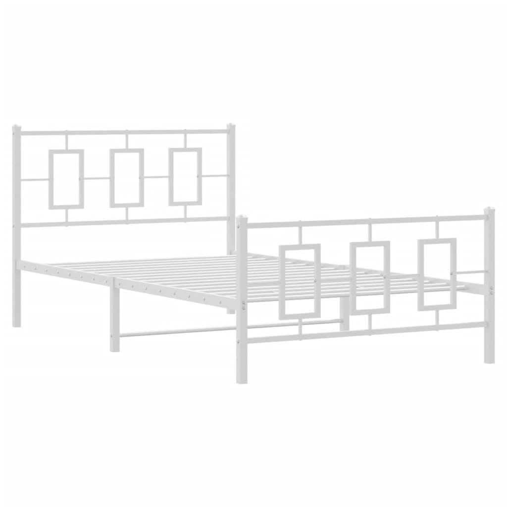 vidaXL Metal Bed Frame without Mattress with Footboard White 107x203cm