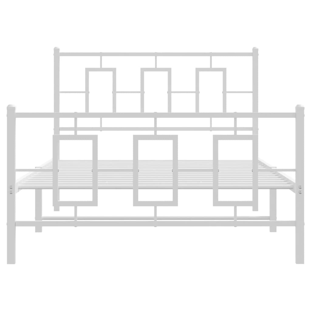 vidaXL Metal Bed Frame without Mattress with Footboard White 107x203cm