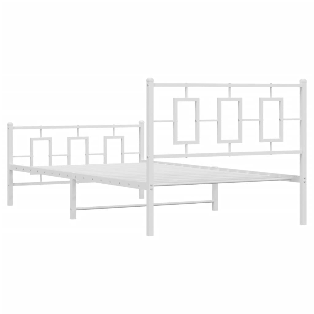 vidaXL Metal Bed Frame without Mattress with Footboard White 107x203cm