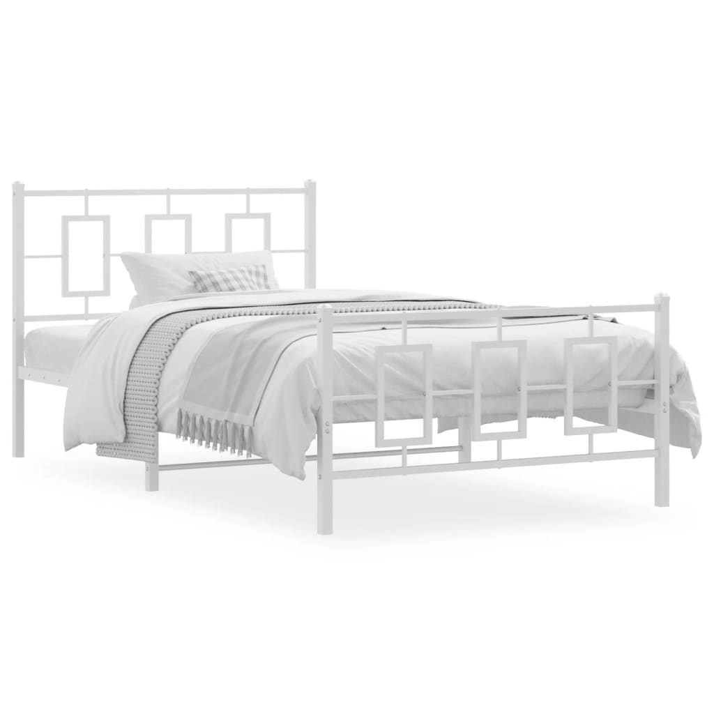 vidaXL Metal Bed Frame without Mattress with Footboard White 107x203cm