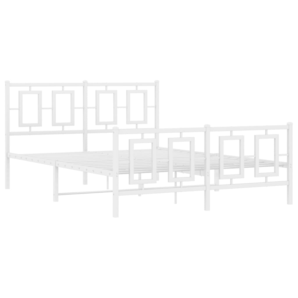 vidaXL Metal Bed Frame without Mattress with Footboard White 135x190cm