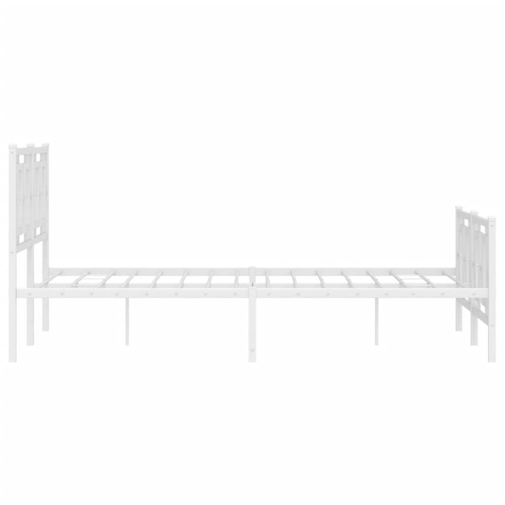 vidaXL Metal Bed Frame without Mattress with Footboard White 135x190cm