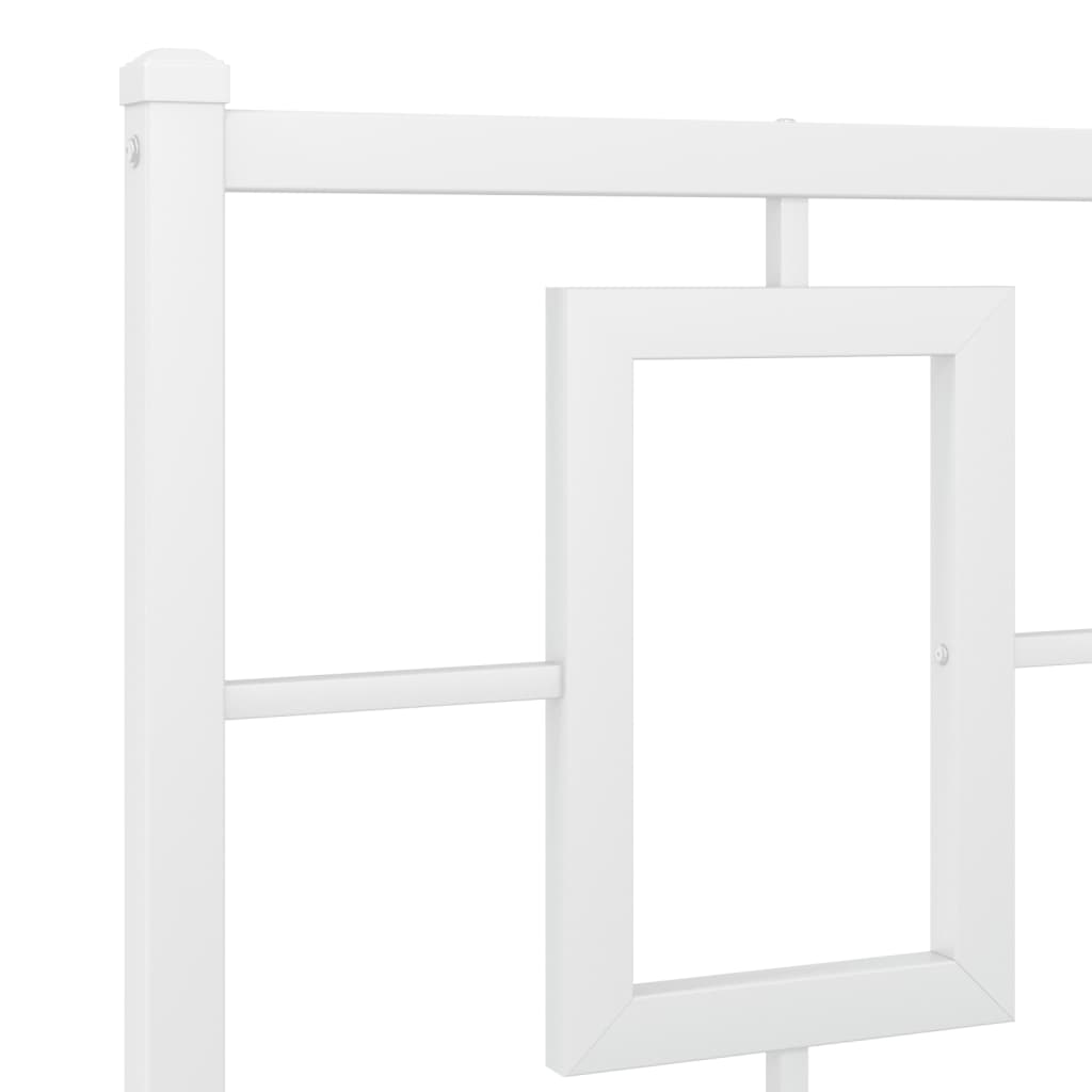 Metal Bed Frame without Mattress with Footboard White 150x200cm