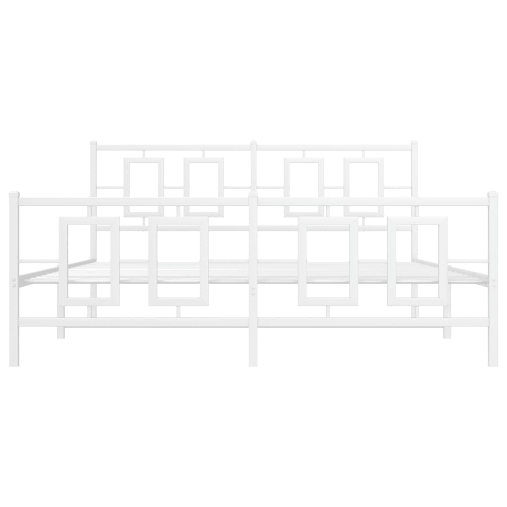 vidaXL Metal Bed Frame without Mattress with Footboard White 160x200cm