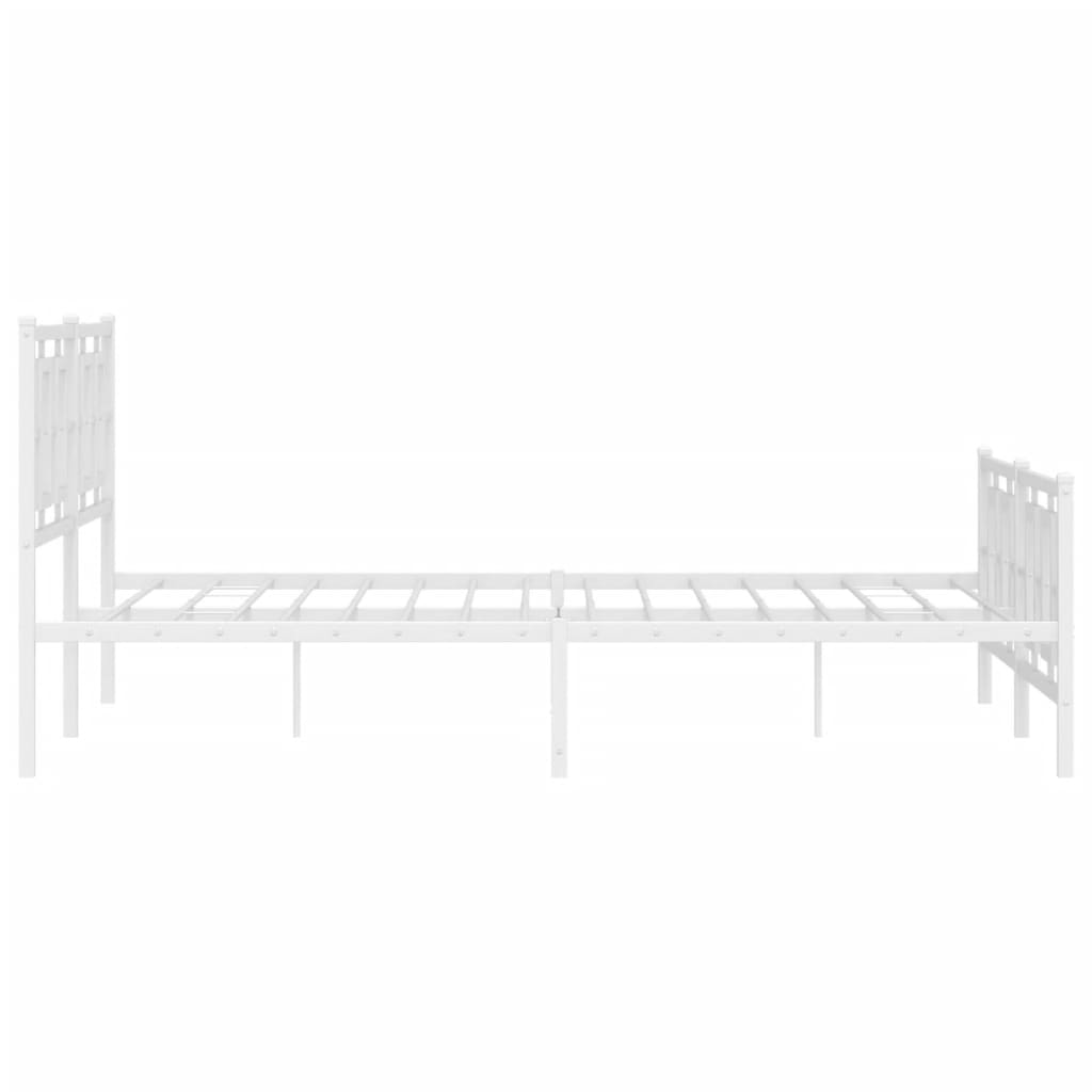 vidaXL Metal Bed Frame without Mattress with Footboard White 160x200cm