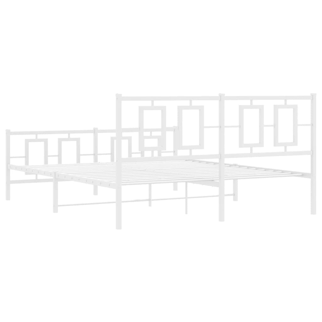 vidaXL Metal Bed Frame without Mattress with Footboard White 160x200cm