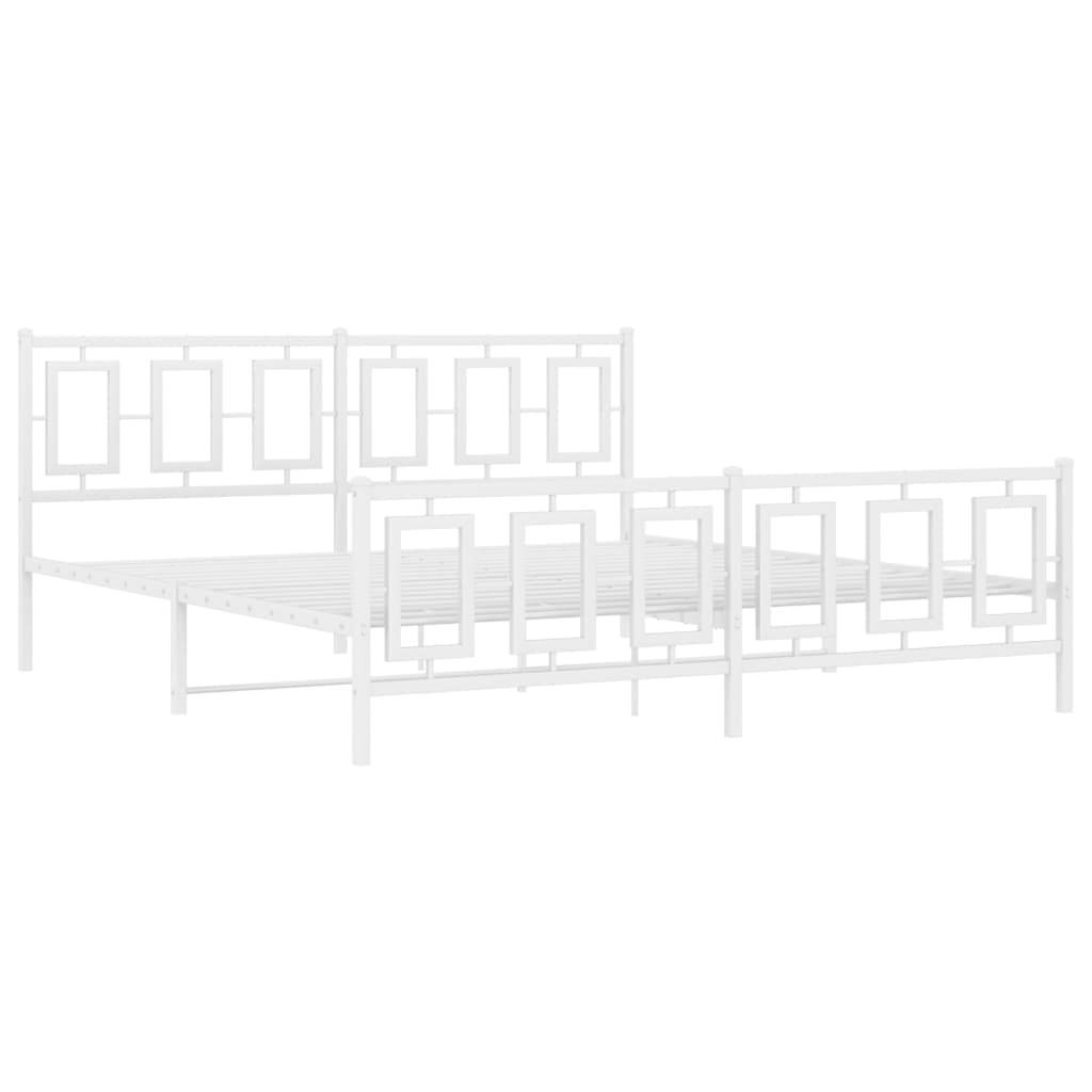 vidaXL Metal Bed Frame without Mattress with Footboard White 180x200cm