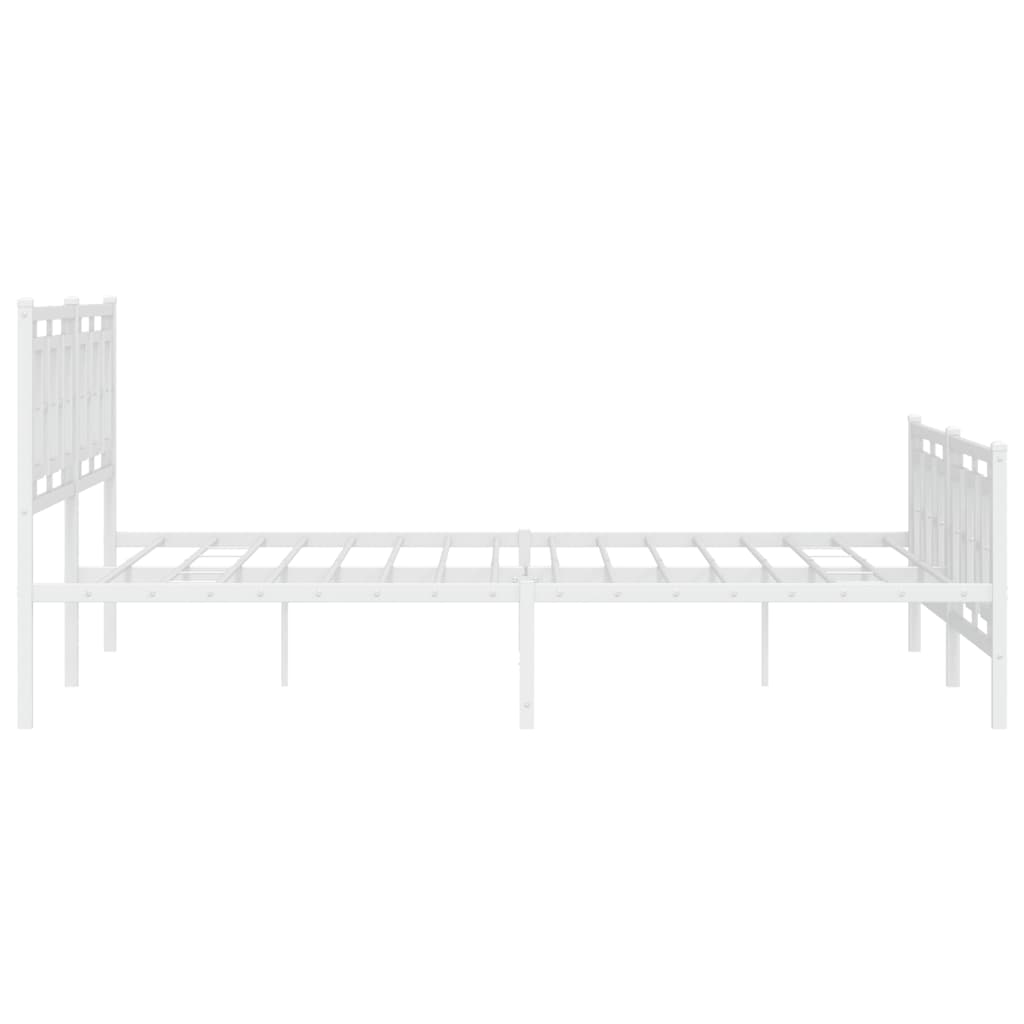 vidaXL Metal Bed Frame without Mattress with Footboard White 180x200cm