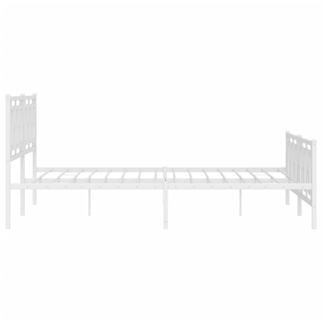 vidaXL Metal Bed Frame without Mattress with Footboard White 183x213cm