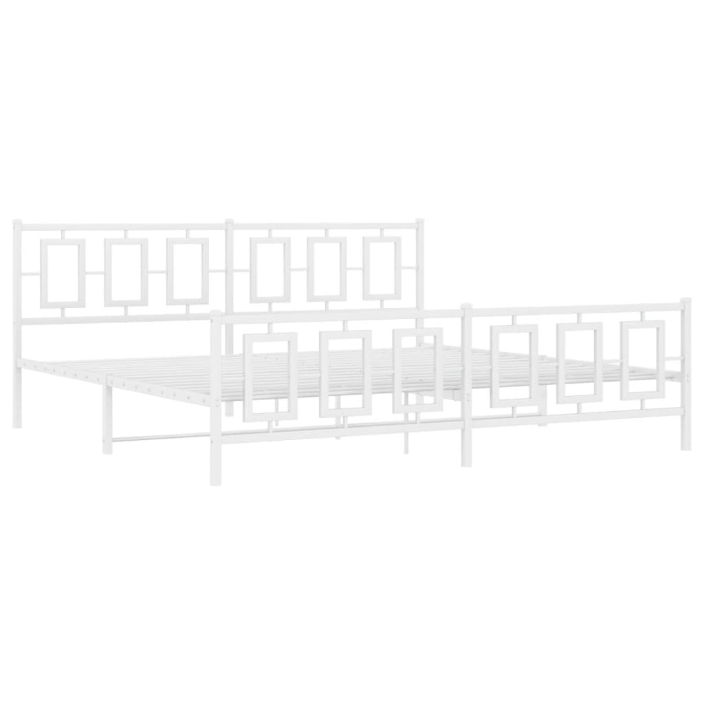 vidaXL Metal Bed Frame without Mattress with Footboard White 193x203cm