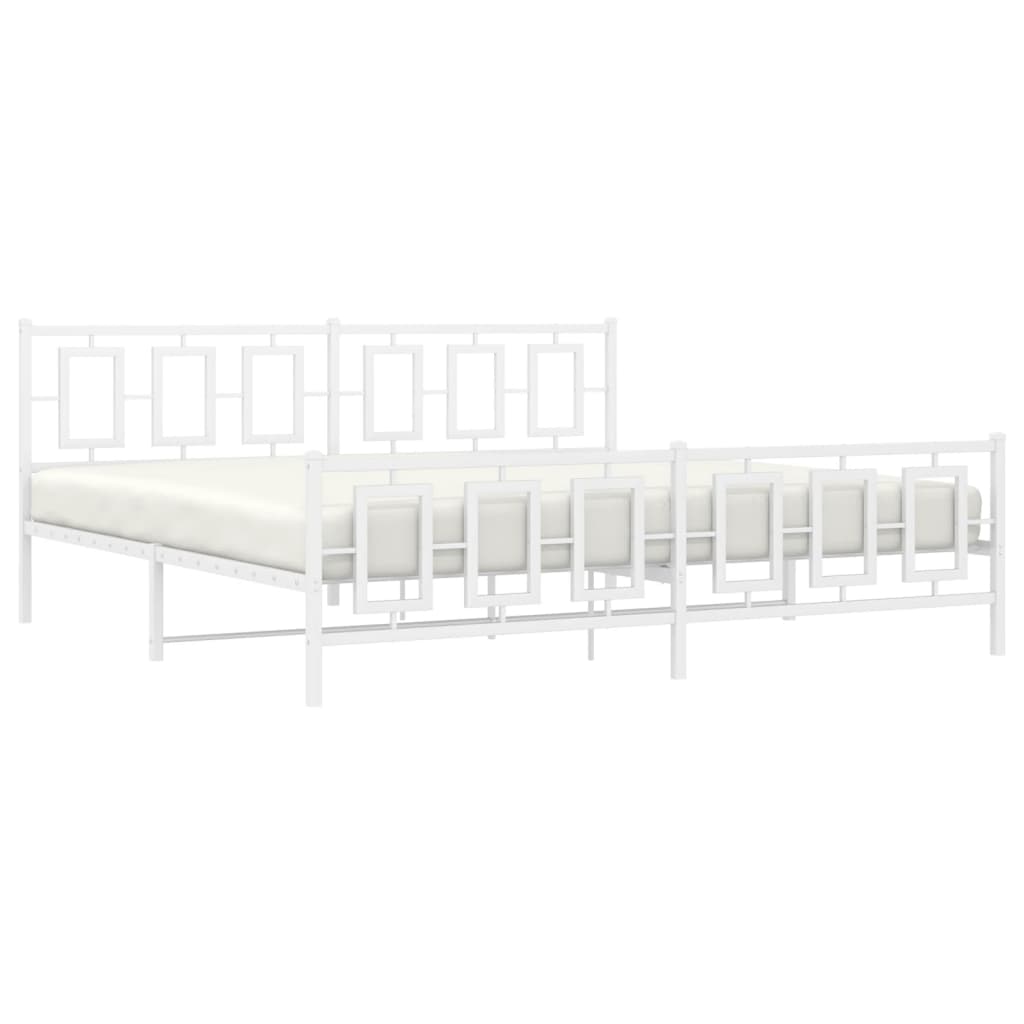 vidaXL Metal Bed Frame without Mattress with Footboard White 193x203cm