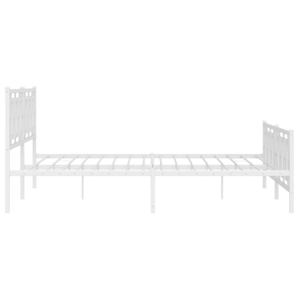 vidaXL Metal Bed Frame without Mattress with Footboard White 193x203cm