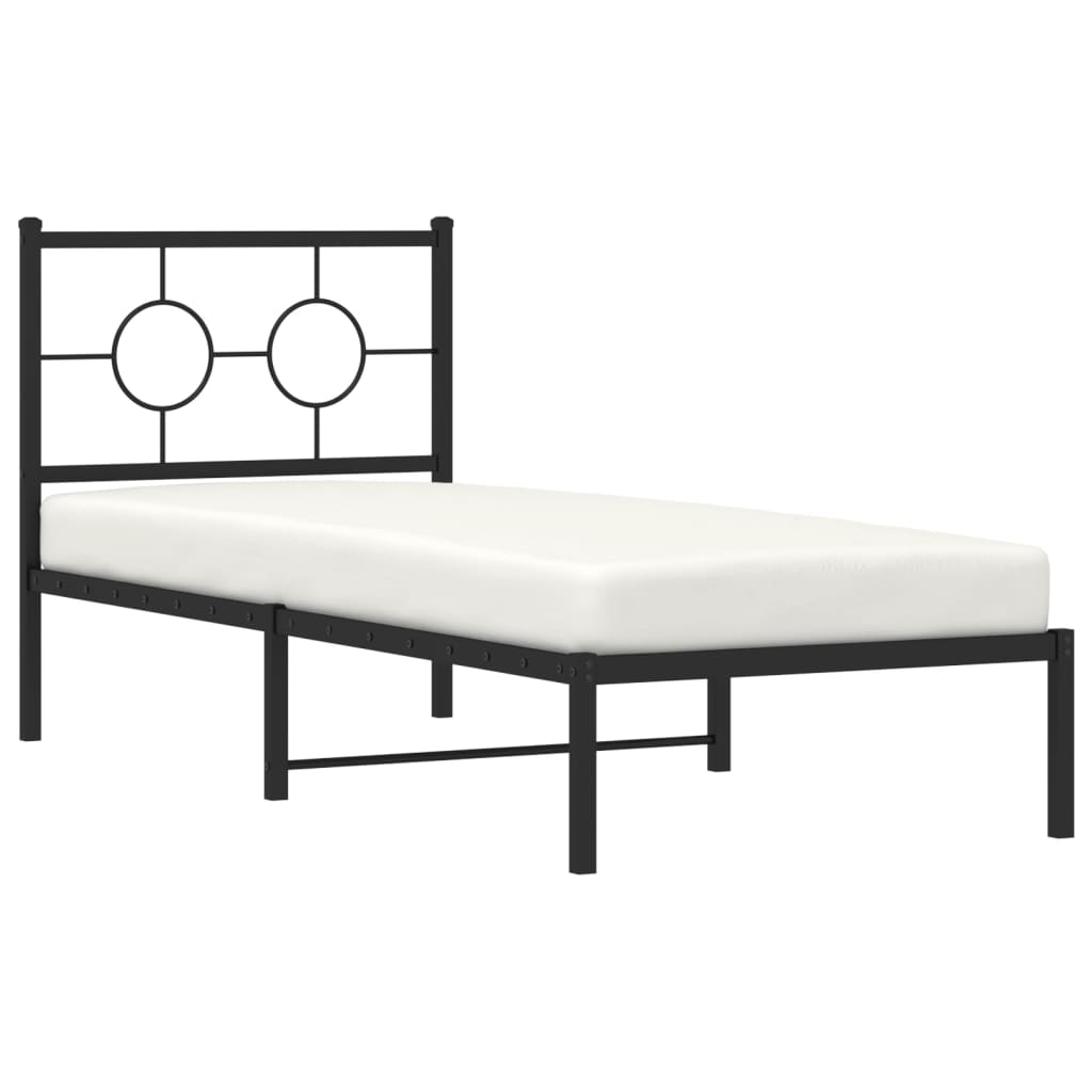 vidaXL Metal Bed Frame without Mattress with Headboard Black 80x200cm