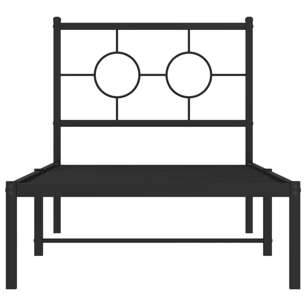 vidaXL Metal Bed Frame without Mattress with Headboard Black 80x200cm