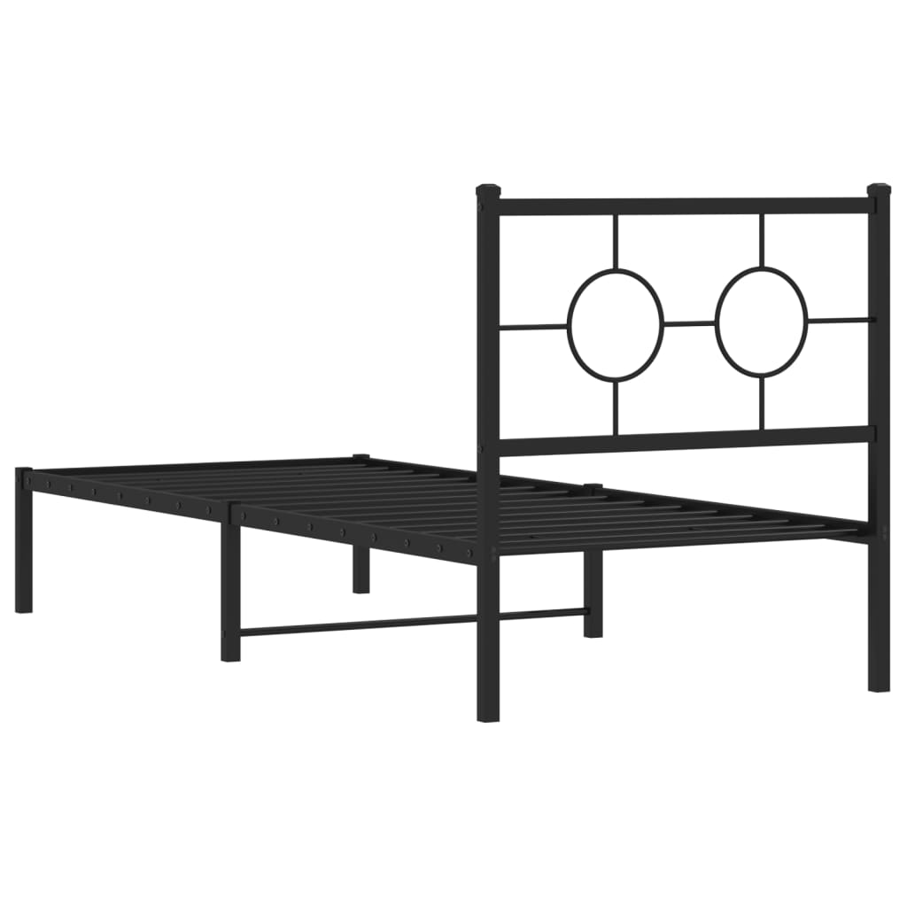 vidaXL Metal Bed Frame without Mattress with Headboard Black 80x200cm