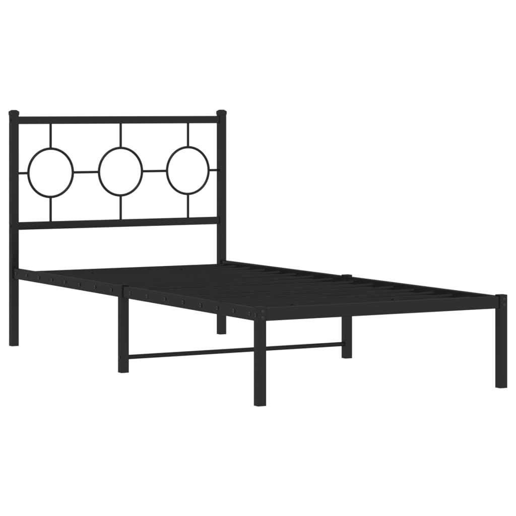 vidaXL Metal Bed Frame without Mattress with Headboard Black 90x200cm