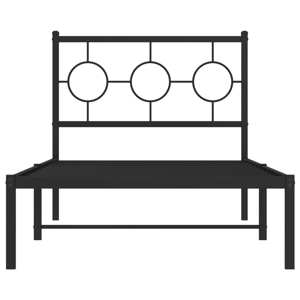 vidaXL Metal Bed Frame without Mattress with Headboard Black 90x200cm