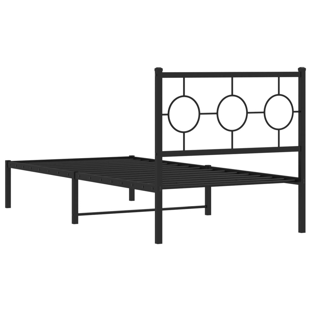 vidaXL Metal Bed Frame without Mattress with Headboard Black 90x200cm