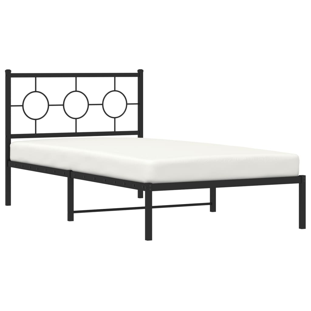 vidaXL Metal Bed Frame without Mattress with Headboard Black 100x190cm