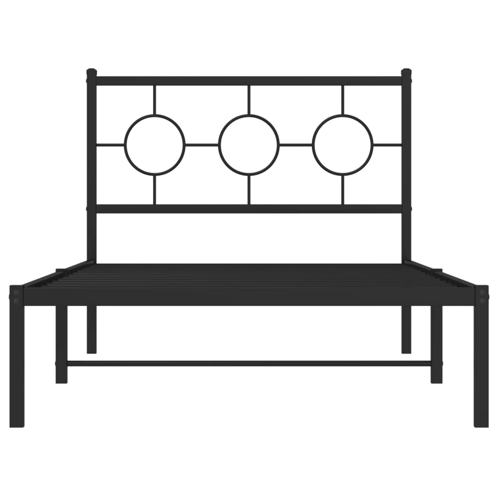 vidaXL Metal Bed Frame without Mattress with Headboard Black 100x190cm