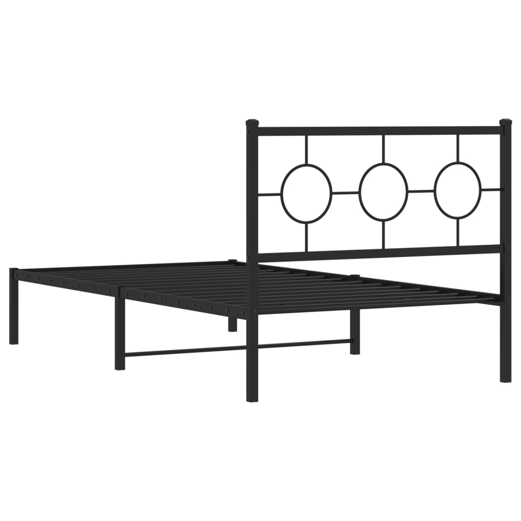 vidaXL Metal Bed Frame without Mattress with Headboard Black 100x190cm