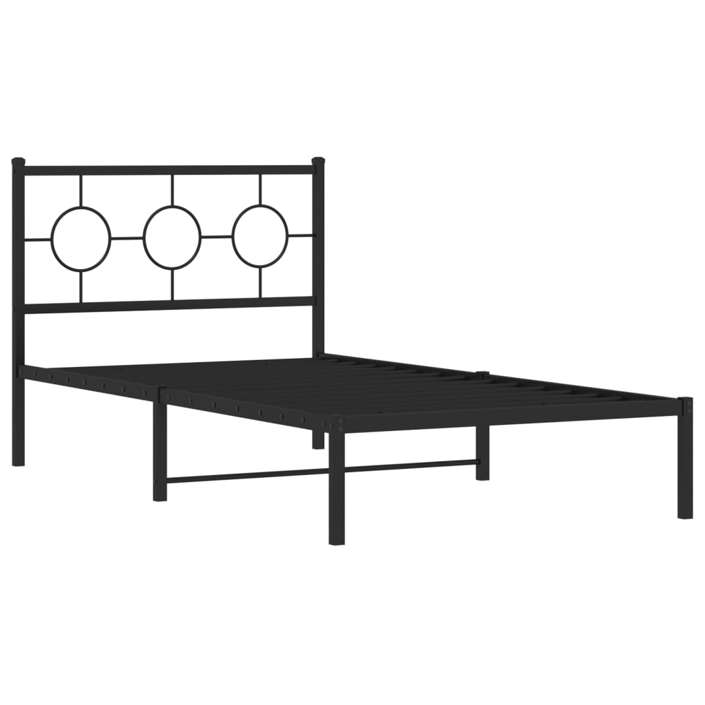 vidaXL Metal Bed Frame without Mattress with Headboard Black 100x200cm