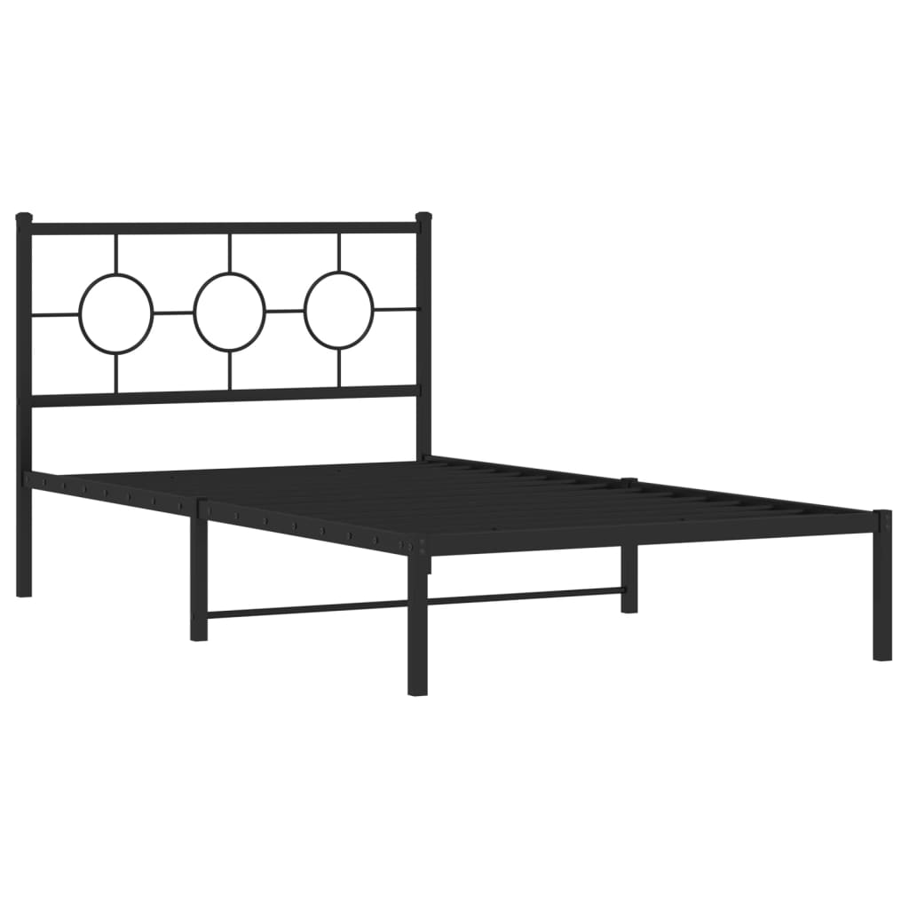 vidaXL Metal Bed Frame without Mattress with Headboard Black 107x203cm