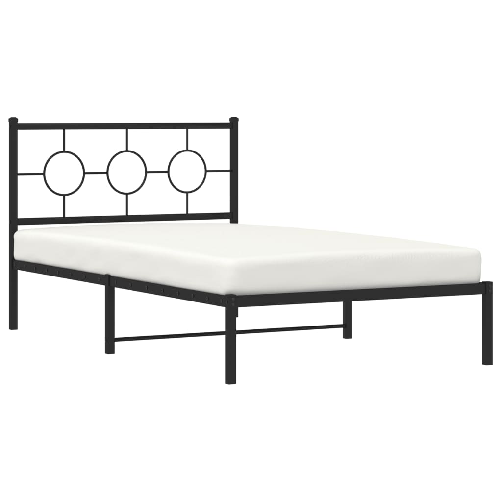 vidaXL Metal Bed Frame without Mattress with Headboard Black 107x203cm