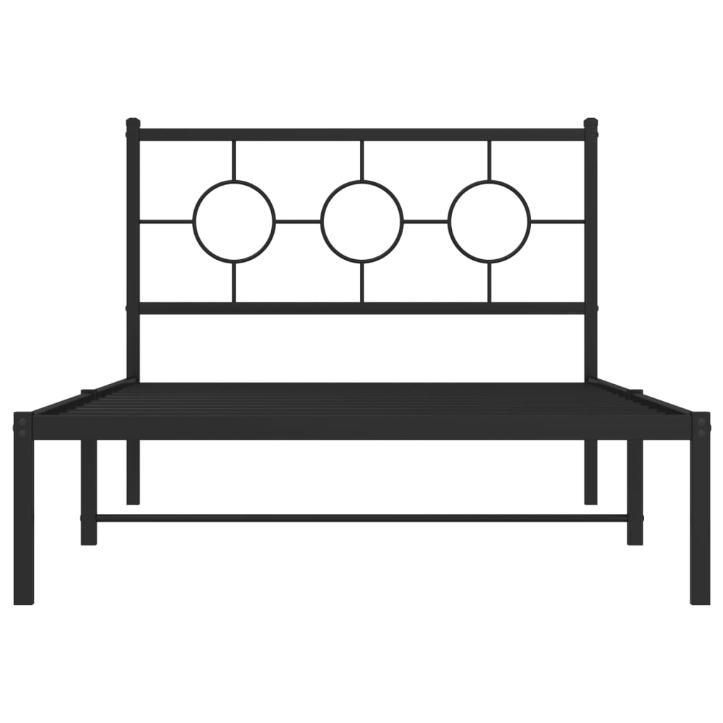 vidaXL Metal Bed Frame without Mattress with Headboard Black 107x203cm