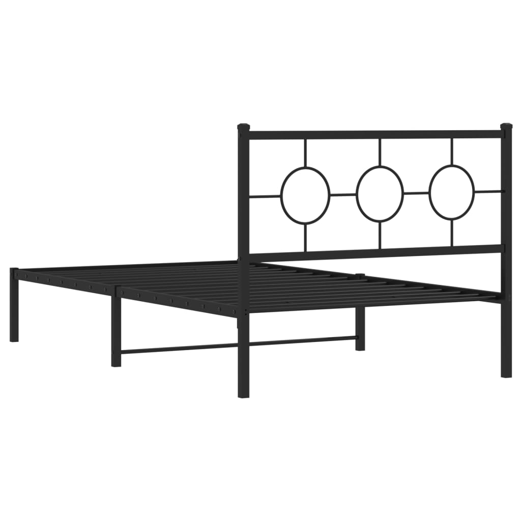 vidaXL Metal Bed Frame without Mattress with Headboard Black 107x203cm